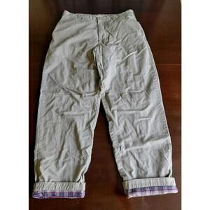 Vtg J Crew Flannel Lined Khaki Chino Pants 38x34 Plaid READ Heavyweight